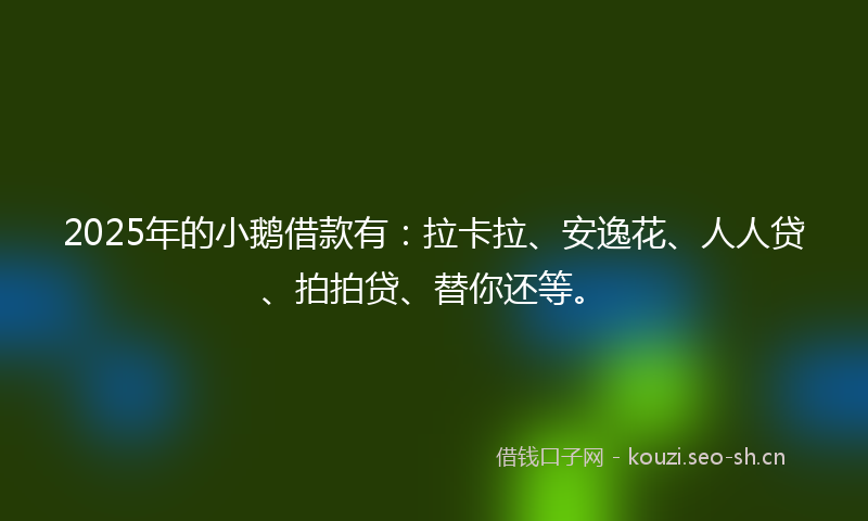 2025年的小鹅借款有：拉卡拉、安逸花、人人贷、拍拍贷、替你还等。