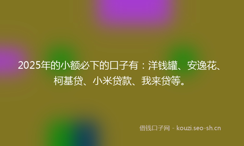 2025年的小额必下的口子有：洋钱罐、安逸花、柯基贷、小米贷款、我来贷等。