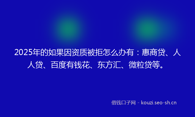 2025年的如果因资质被拒怎么办有：惠商贷、人人贷、百度有钱花、东方汇、微粒贷等。