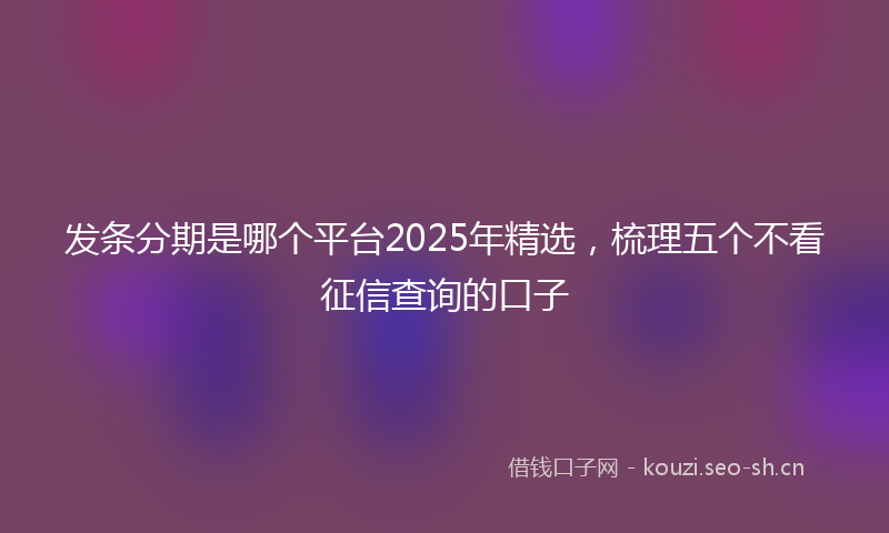 发条分期是哪个平台2025年精选，梳理五个不看征信查询的口子
