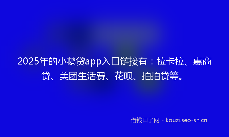 2025年的小鹅贷app入口链接有：拉卡拉、惠商贷、美团生活费、花呗、拍拍贷等。