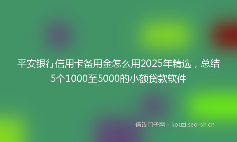 平安银行信用卡备用金怎么用2025年精选，总结5个1000至5000的小额贷款软件