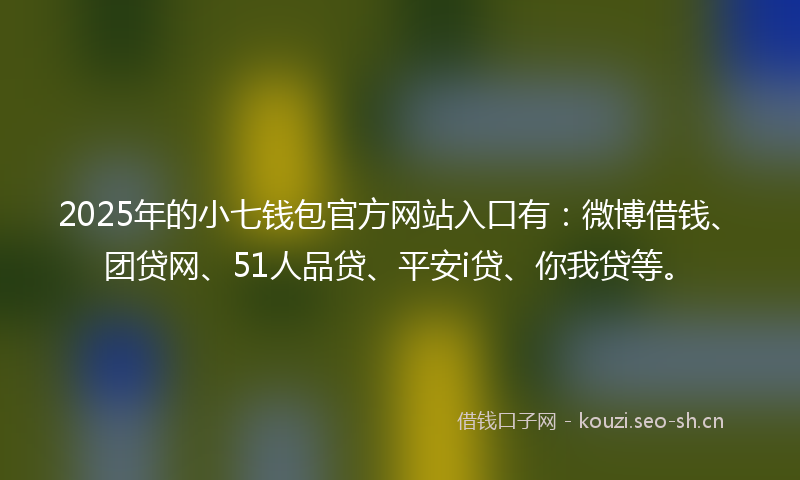 2025年的小七钱包官方网站入口有：微博借钱、团贷网、51人品贷、平安i贷、你我贷等。