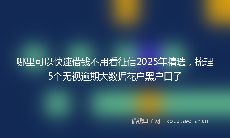 哪里可以快速借钱不用看征信2025年精选，梳理5个无视逾期大数据花户黑户口子