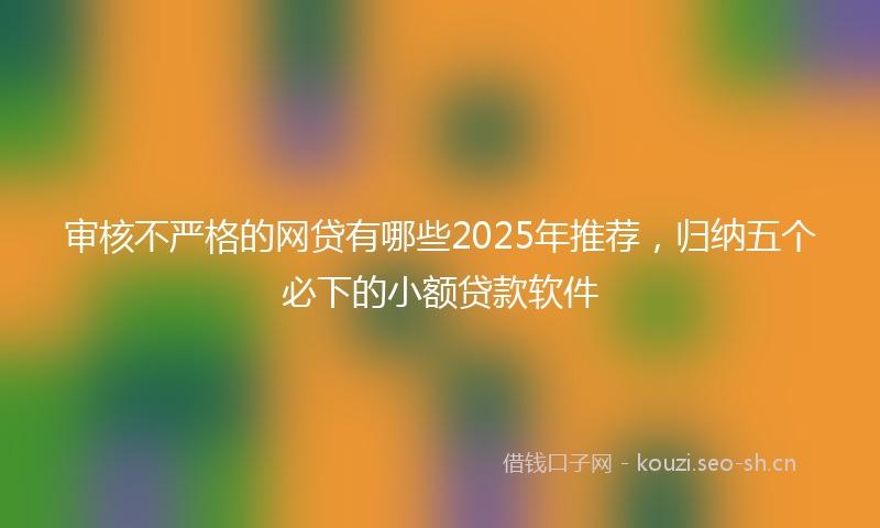 审核不严格的网贷有哪些2025年推荐，归纳五个必下的小额贷款软件