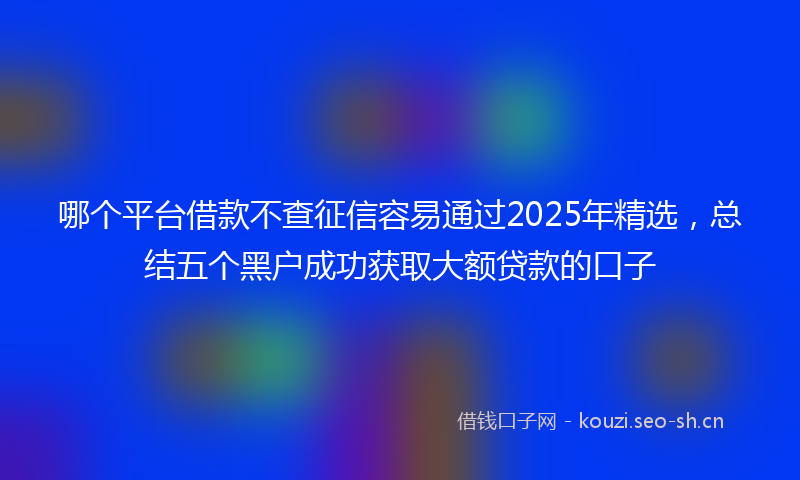 哪个平台借款不查征信容易通过2025年精选，总结五个黑户成功获取大额贷款的口子