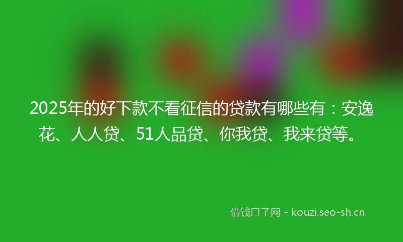 2025年的好下款不看征信的贷款有哪些有：安逸花、人人贷、51人品贷、你我贷、我来贷等。