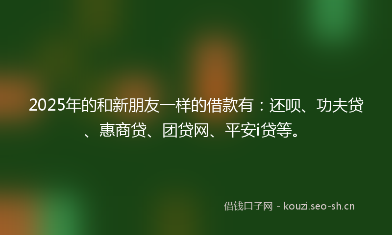 2025年的和新朋友一样的借款有：还呗、功夫贷、惠商贷、团贷网、平安i贷等。