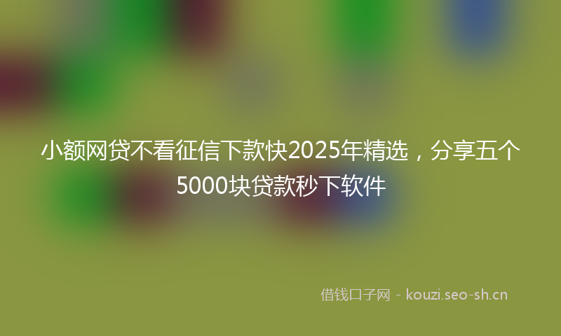 小额网贷不看征信下款快2025年精选，分享五个5000块贷款秒下软件