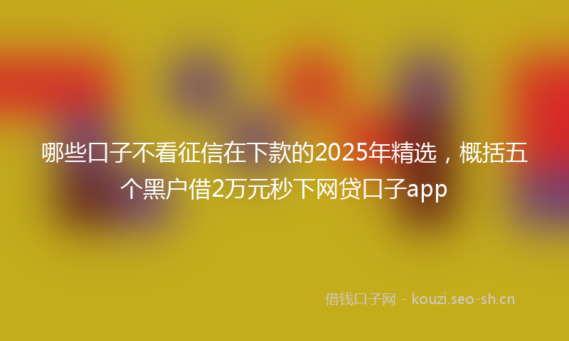哪些口子不看征信在下款的2025年精选，概括五个黑户借2万元秒下网贷口子app