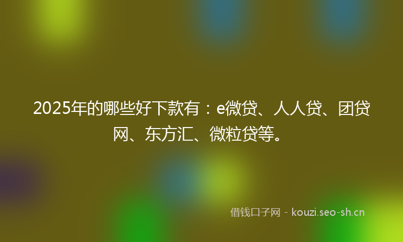 2025年的哪些好下款有：e微贷、人人贷、团贷网、东方汇、微粒贷等。