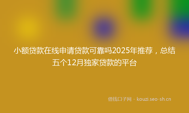 小额贷款在线申请贷款可靠吗2025年推荐，总结五个12月独家贷款的平台