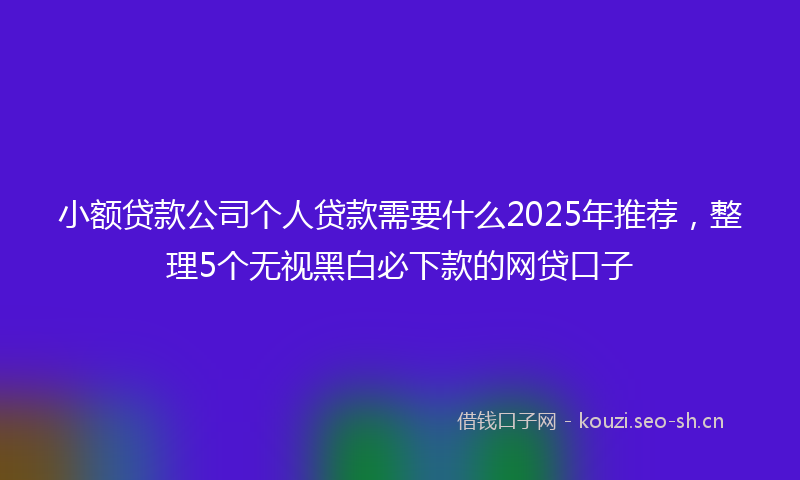 小额贷款公司个人贷款需要什么2025年推荐，整理5个无视黑白必下款的网贷口子