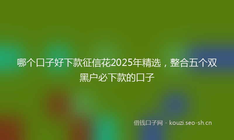 哪个口子好下款征信花2025年精选，整合五个双黑户必下款的口子