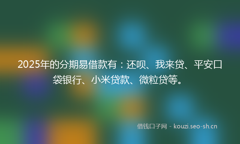 2025年的分期易借款有：还呗、我来贷、平安口袋银行、小米贷款、微粒贷等。