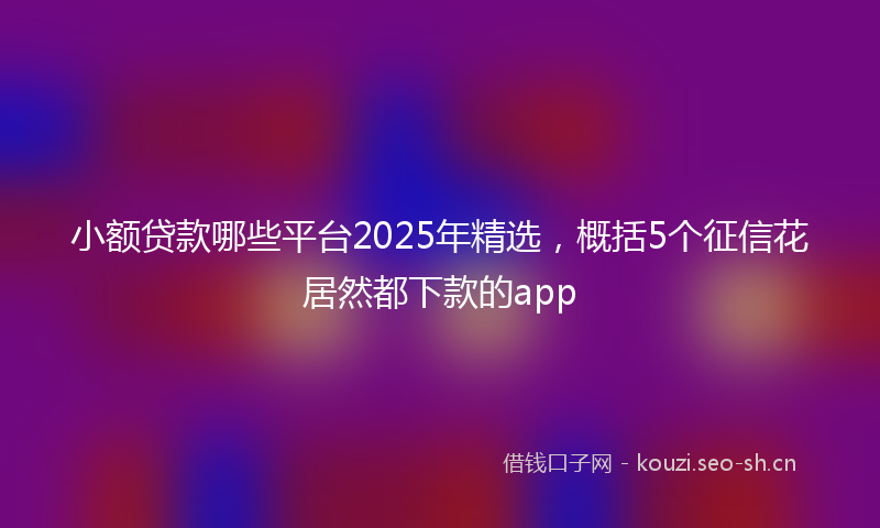 小额贷款哪些平台2025年精选，概括5个征信花居然都下款的app