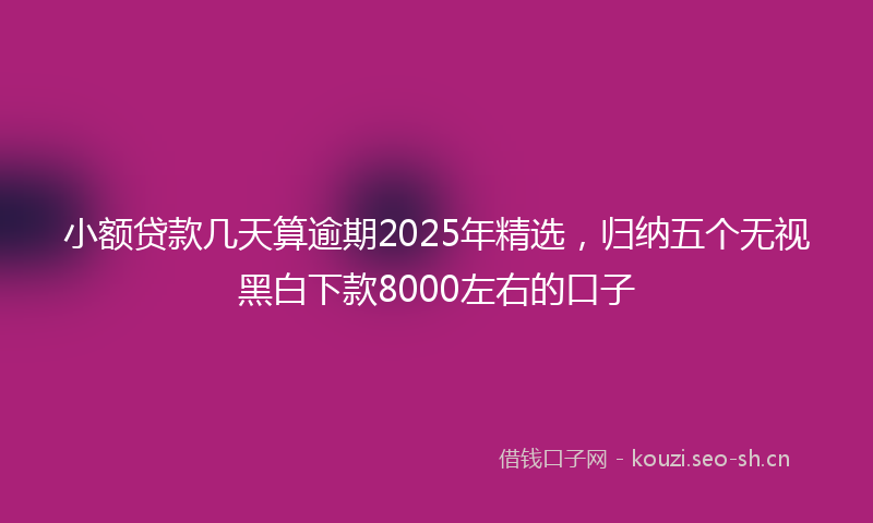 小额贷款几天算逾期2025年精选，归纳五个无视黑白下款8000左右的口子