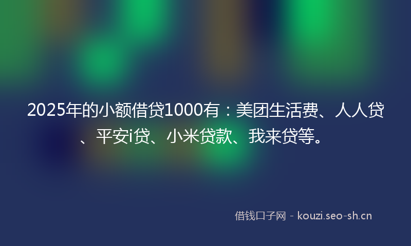 2025年的小额借贷1000有：美团生活费、人人贷、平安i贷、小米贷款、我来贷等。