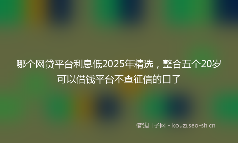 哪个网贷平台利息低2025年精选，整合五个20岁可以借钱平台不查征信的口子