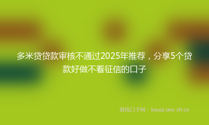 多米贷贷款审核不通过2025年推荐，分享5个贷款好做不看征信的口子
