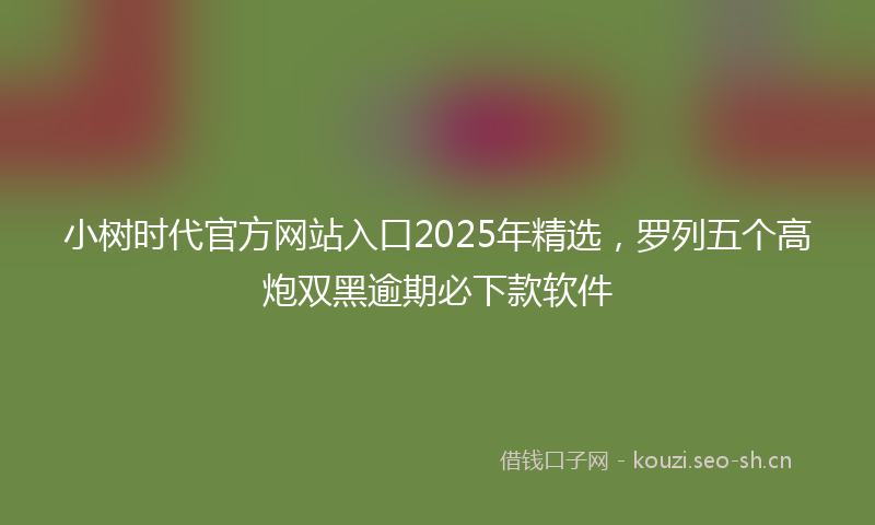 小树时代官方网站入口2025年精选，罗列五个高炮双黑逾期必下款软件