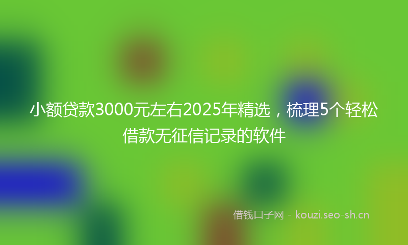 小额贷款3000元左右2025年精选，梳理5个轻松借款无征信记录的软件