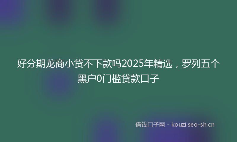 好分期龙商小贷不下款吗2025年精选，罗列五个黑户0门槛贷款口子