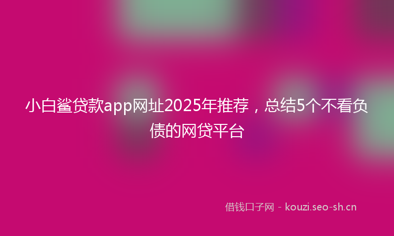 小白鲨贷款app网址2025年推荐，总结5个不看负债的网贷平台
