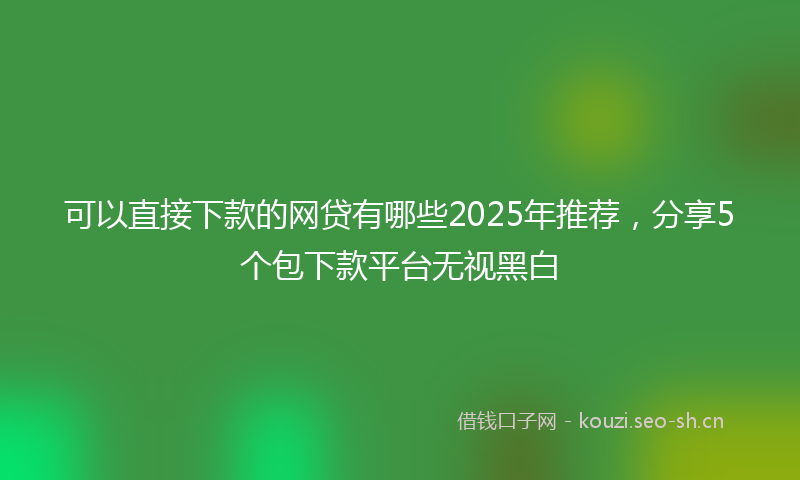 可以直接下款的网贷有哪些2025年推荐，分享5个包下款平台无视黑白