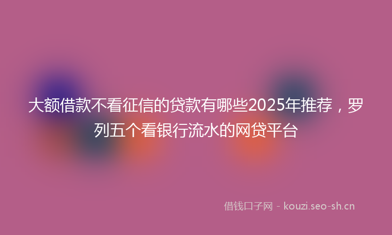 大额借款不看征信的贷款有哪些2025年推荐，罗列五个看银行流水的网贷平台