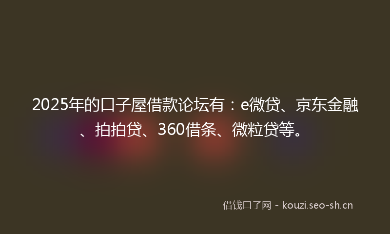 2025年的口子屋借款论坛有：e微贷、京东金融、拍拍贷、360借条、微粒贷等。