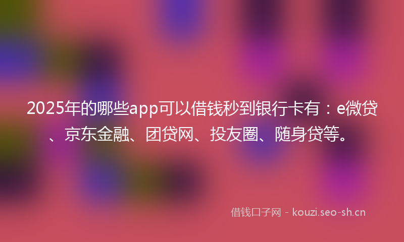 2025年的哪些app可以借钱秒到银行卡有：e微贷、京东金融、团贷网、投友圈、随身贷等。