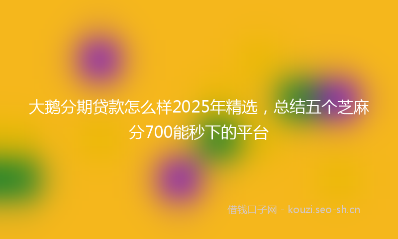 大鹅分期贷款怎么样2025年精选，总结五个芝麻分700能秒下的平台