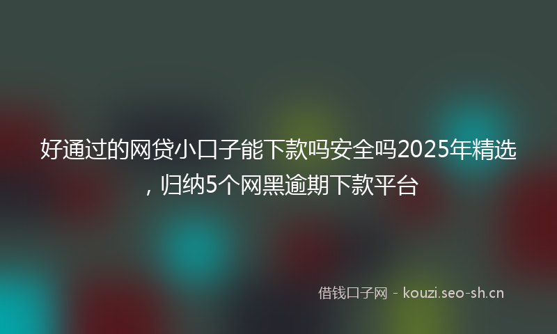 好通过的网贷小口子能下款吗安全吗2025年精选，归纳5个网黑逾期下款平台