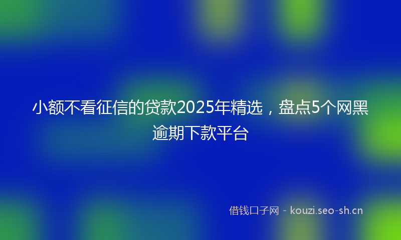 小额不看征信的贷款2025年精选，盘点5个网黑逾期下款平台