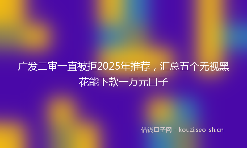 广发二审一直被拒2025年推荐，汇总五个无视黑花能下款一万元口子