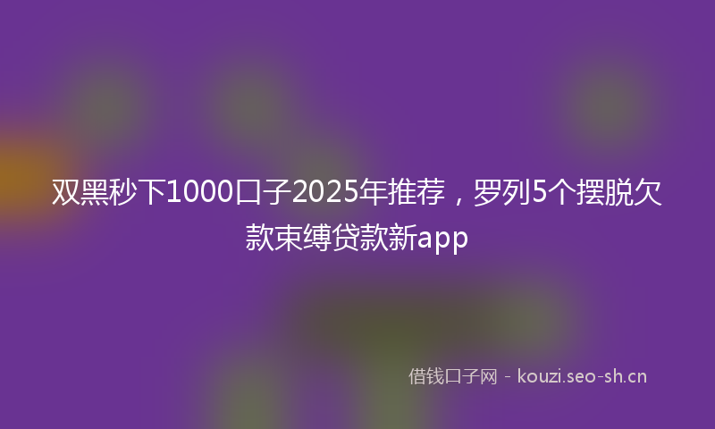 双黑秒下1000口子2025年推荐，罗列5个摆脱欠款束缚贷款新app