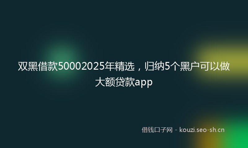 双黑借款50002025年精选，归纳5个黑户可以做大额贷款app