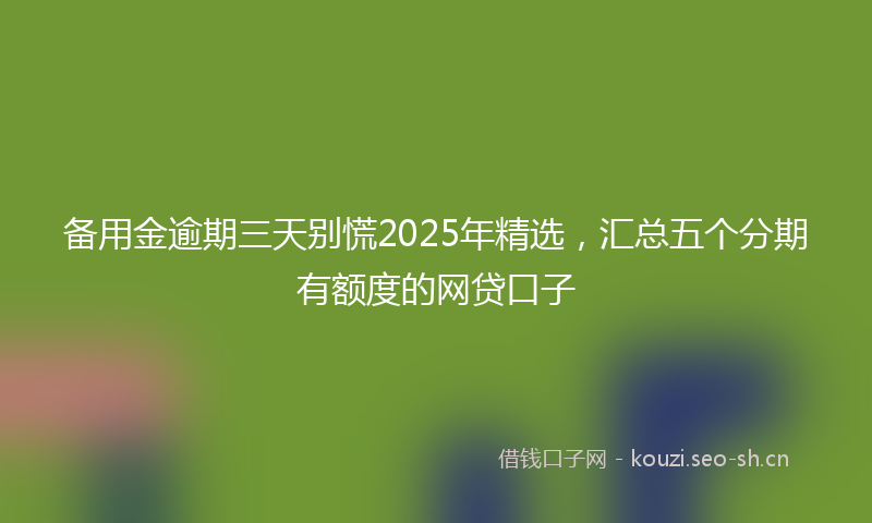 备用金逾期三天别慌2025年精选，汇总五个分期有额度的网贷口子
