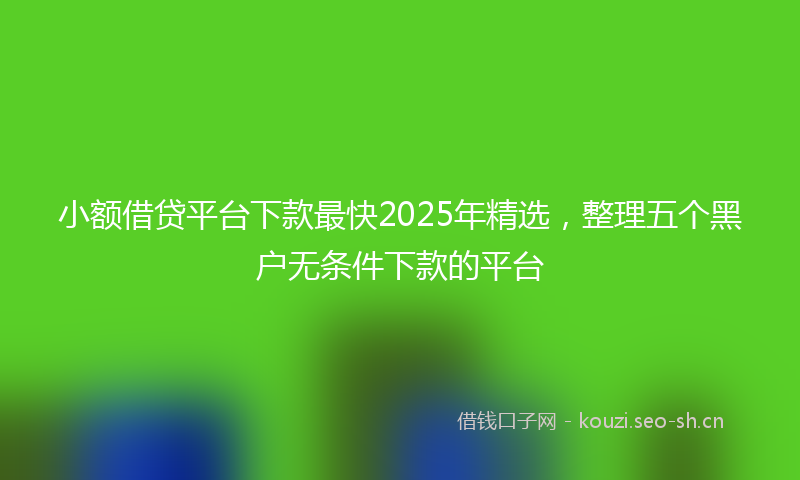 小额借贷平台下款最快2025年精选，整理五个黑户无条件下款的平台