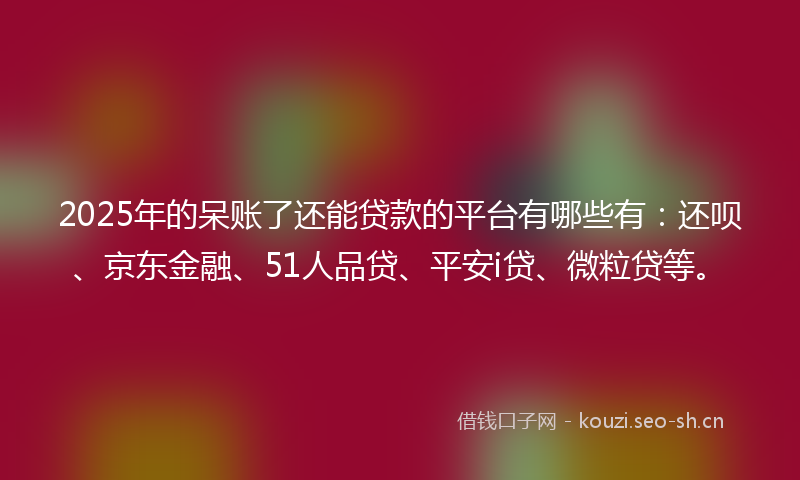 2025年的呆账了还能贷款的平台有哪些有：还呗、京东金融、51人品贷、平安i贷、微粒贷等。