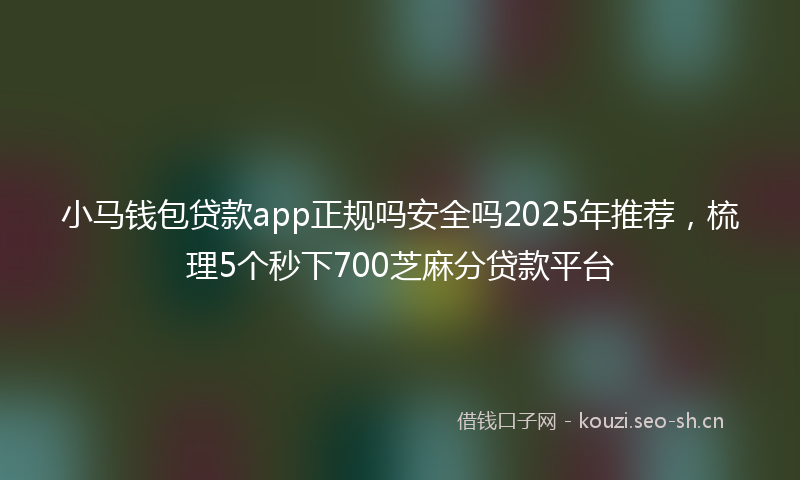 小马钱包贷款app正规吗安全吗2025年推荐，梳理5个秒下700芝麻分贷款平台