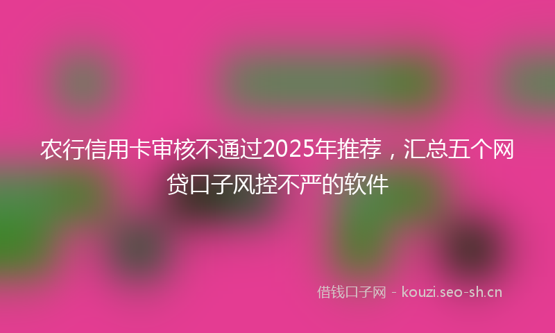 农行信用卡审核不通过2025年推荐，汇总五个网贷口子风控不严的软件