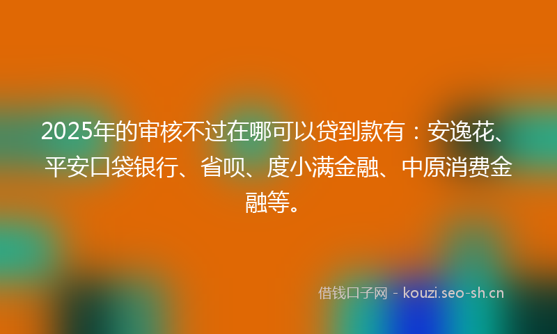 2025年的审核不过在哪可以贷到款有：安逸花、平安口袋银行、省呗、度小满金融、中原消费金融等。