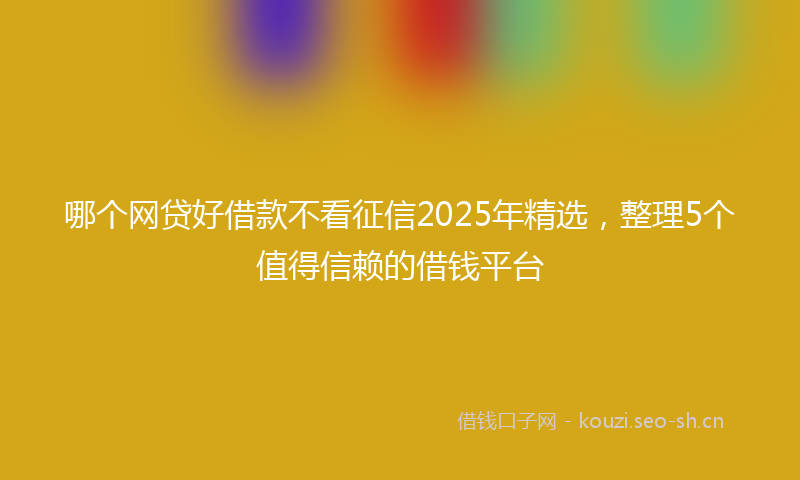 哪个网贷好借款不看征信2025年精选，整理5个值得信赖的借钱平台