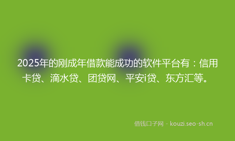 2025年的刚成年借款能成功的软件平台有：信用卡贷、滴水贷、团贷网、平安i贷、东方汇等。