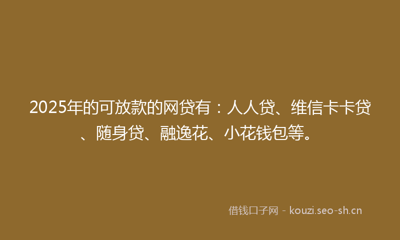 2025年的可放款的网贷有：人人贷、维信卡卡贷、随身贷、融逸花、小花钱包等。
