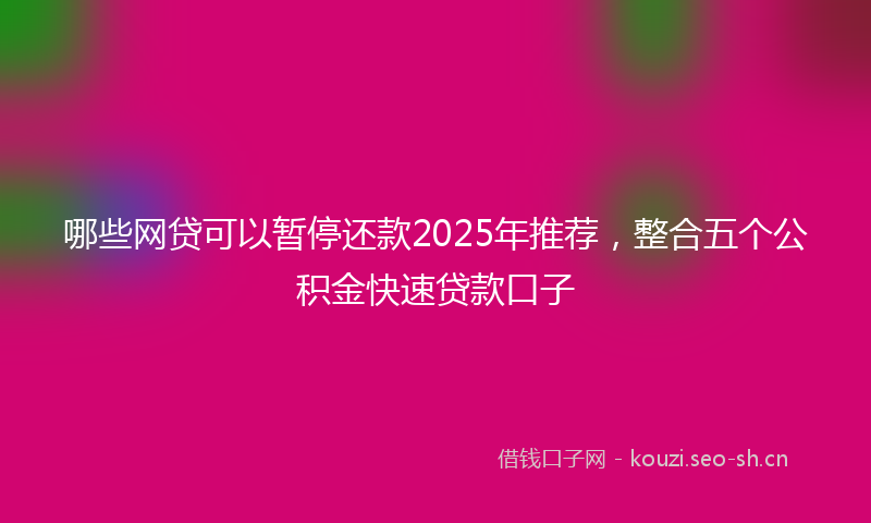 哪些网贷可以暂停还款2025年推荐，整合五个公积金快速贷款口子