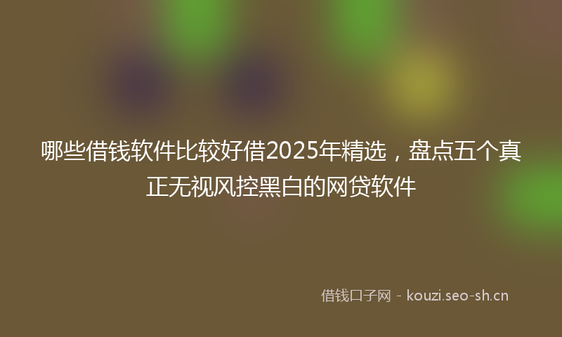 哪些借钱软件比较好借2025年精选，盘点五个真正无视风控黑白的网贷软件