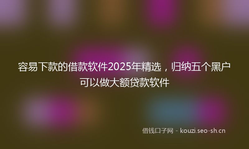 容易下款的借款软件2025年精选，归纳五个黑户可以做大额贷款软件